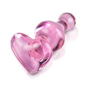 Pink Heart Glass Butt Plug
